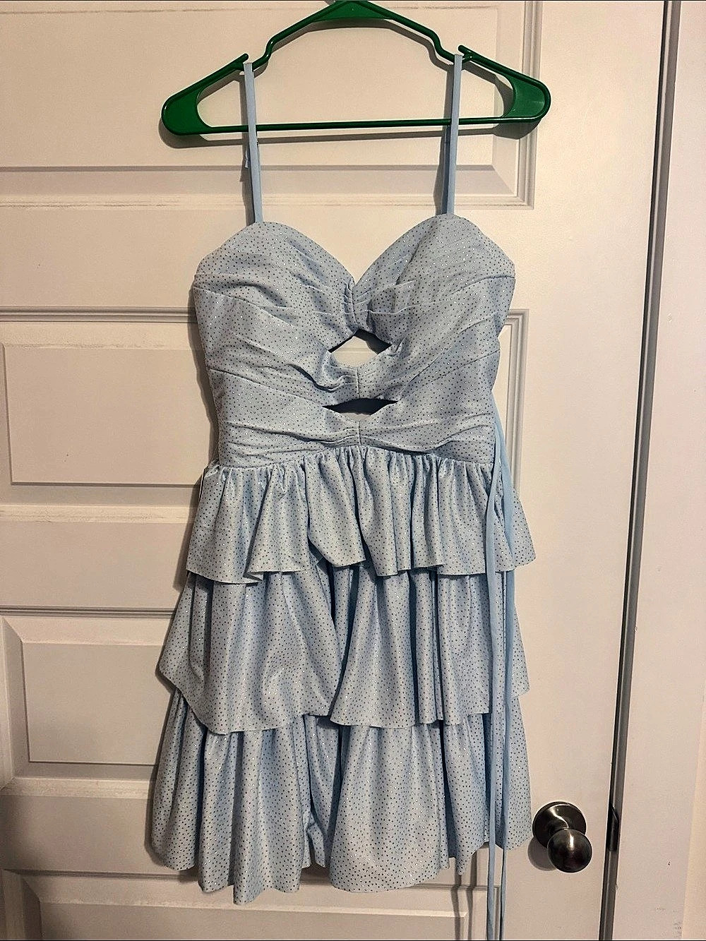 Blue Ruffle Mini Dress Size 6 - Picture 1 of 5